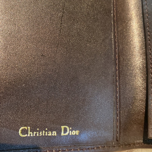 ✔️Christian Dior Vintage Brown Leather Bi-fold Checkbook ID Credit Card  Case - Picture 8 of 13